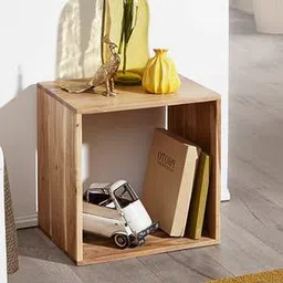 woodenmood Charnell Solid Wood Side Table in Semi Gloss Honey Oak Finish-picture-19