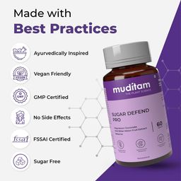 Muditam Sugar Defend Pro,  Unflavoured  60 tablet(s)  image 3