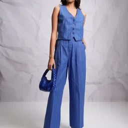 tokyo talkies Top Pant Co-ords Set with Coat-picture-27