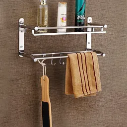 Stainless Steel Double Layer Shelf with Towel Rod,Multipurpose Bath Shelf Organizer,Kitchen Shelf/Towel self/Bathroom Shelf and Rack/Bathroom Accessories 18 inch 1 Bar Towel Rod-image-26