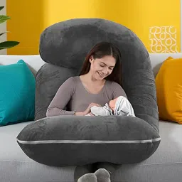 J Shaped Microfibre Solid Pregnancy Pillow Pack of 1-image-84