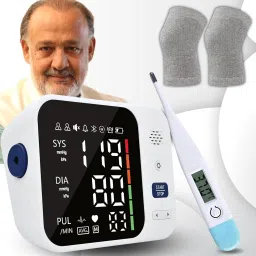 Aika Digital Blood Pressure Monitor with Dual Power Options, Digital Thermometer & Hypoallergenic Knee Cap with 4-Way Stretch for Uniform Compression I Bp Monitor image 2