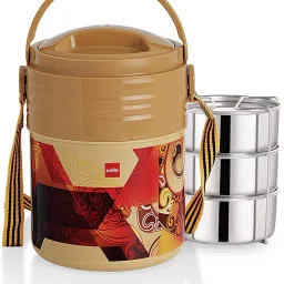 Stainless Steel 355ml, Beige 3 Containers Lunch Box-image-40