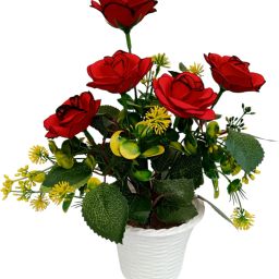 Divya Multicolor Rose Artificial Flower with Pot-22