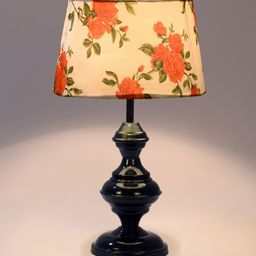 foziq Black Printed Floral Frustum Shape Table Lamp-15