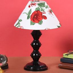 foziq Black & White Printed Floral Table Lamps With Shade-25