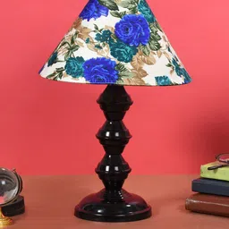 foziq Black & White Printed Frustum Shaped Table Lamp-29