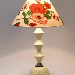 foziq White Printed Frustum Shape Table Lamps-32
