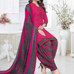 Unstitched Crepe Kurta & Patiyala Material Printed-image-40