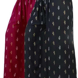 Pack of 2 Women Flared Maroon, Black Viscose Rayon Trousers-picture-33