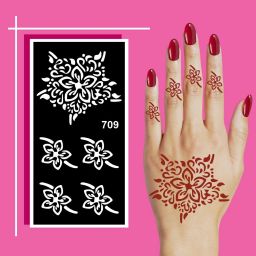 Easy Stick Flower Mehndi Stencil Sticker With Bold Petal Design-image-66