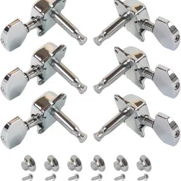 Chrome Tuning Peg Silver for Acoustic Guitar Parts Tuners Keys Guitar Tuning Pegs Tuners Machine Heads 3R+3L(6 PCS) Manual Analog Tuner-27