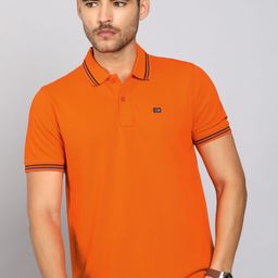 arrow Men Solid Polo Neck Cotton Blend Orange T-Shirt-picture-47