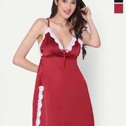Broiden Pack Of 2 Shoulder Strap Satin Baby Dolls-image-117