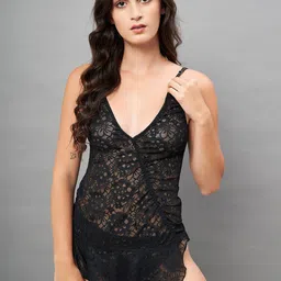 SECRETS BY ZEROKAATA Self Design Baby Dolls with Thong Briefs-image-0