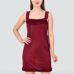 Romaisa Maroon Satin Baby Doll-image-10