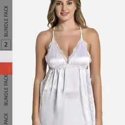 StyFun Pack Of 2 Satin Lace Babydoll Lingerie Set-picture-38