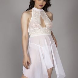 Herryqeal Self Design Halter Neck Baby Doll-image-57