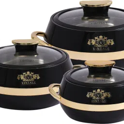 Vintage 3 Black Pack of 3 Thermoware Casserole Set-0