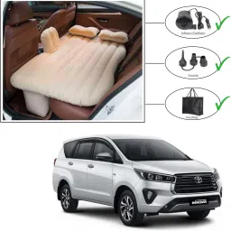 ™ Car Inflatable Bed Beige with Two Air Pillows with Pump Kit for Innova crysta Car Inflatable Bed-image-8