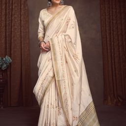 anouk Woven Kasavu Linen Saree-picture-37
