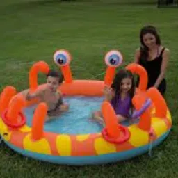 Inflatable Interactive Crab Ring Toss Play Kiddie Pool 5.4 ft. Multicolor Inflatable Swimming Pool-19