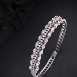 Priyaasi Oxidised Silver-Plated CZ-Studded Bangle Style Bracelet-18