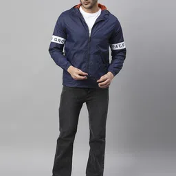 Dennis Lingo Men Solid Lightweight Tailored Jacket With Minimal Typography Print image 4