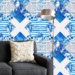 ArtzFolio Printed UV-Resistant Anti-Bacterial Abstract Blue Geometric Elements Peel & Stick Wallpaper-image-73