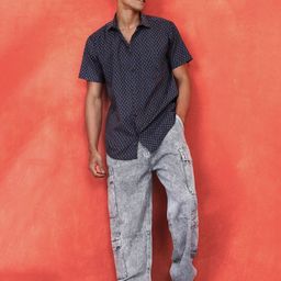 Sangria Men Comfort Fit Spread Collar Floral Printed Cotton Casual Shirt-image-80