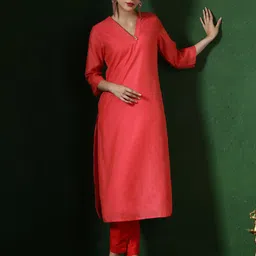 Jaipur Kurti Women Embroidered Thread Work Chanderi Silk Kurta-image-12