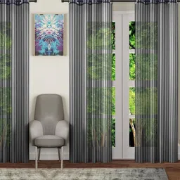 BELLA TRUE Black & White 4 Pieces Sheer Long Door Curtains-image-75