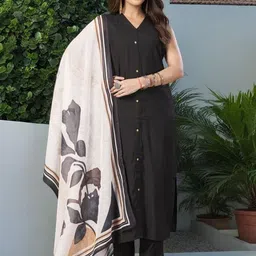 SZN Women Solid Kurta with Trouser & Dupatta-picture-15