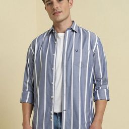 Allen Solly Men Spread Collar Vertical Striped Cotton Casual Shirt-image-100