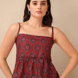 Obshivka Women Paisley Printed Shoulder Straps Peplum Top-image-71