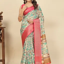J 6 DESIGNER Woven Design Floral Printed Zari Saree-picture-14