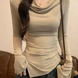 HERE&NOW Women Cowl Neck Extended Sleeves Top-picture-38