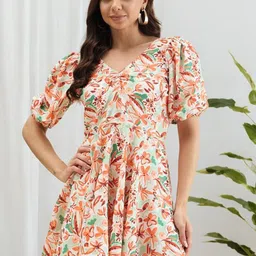 ANJIR Floral Print Fit & Flare Mini Dress-picture-0