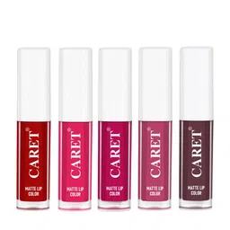 CARET ORGANIC Set Of 5 Super-Pigmented Liquid Matte Lipsticks - 2 ml Each - 3-4-5-8-7-25