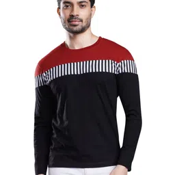QUCO Men Colourblocked Monochrome Bio Finish T-shirt-image-75