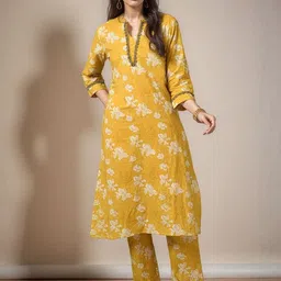 KALINI Women Floral Printed Pure Cotton Kurta with Trouser-picture-22