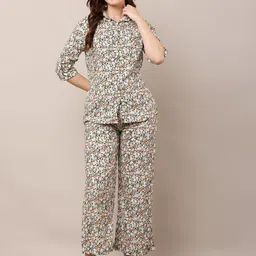 Mast & Harbour Printed Shirt-Neck Shirt With Palazzo Co-Ords-picture-13