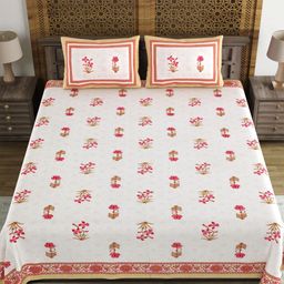 Myntra Elegant Homes Pink & White Floral 180 TC King Bedsheet with 2 Pillow Covers-image-101