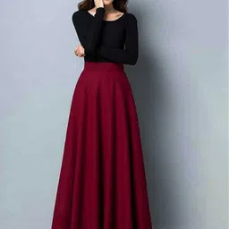 StyleCast x Revolte Women Solid Flared Maxi Skirts-image-54