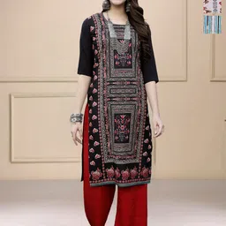 HERE&NOW Selection Of 3 Ethnic Motifs Printed Round Neck Straight Kurtas-image-80
