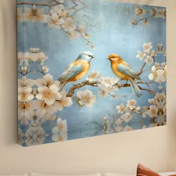 SAF Grey & Off White Canvas Birds and Animals Wall Paintings-image-29