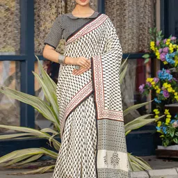 all about you Ethnic Motifs Printed Pure Silk Bagru Saree-54