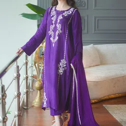 DIVASTRI Women Floral Embroidered Regular Thread Work Kurta with Trousers & With Dupatta-picture-22