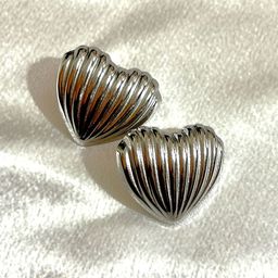 ANAMIKA Stainless Steel Silver-Plated Anti-Tarnish Heart Shaped Studs-picture-1