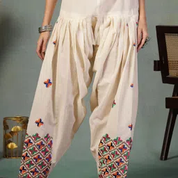 Clora Creation Women Embroidered Phulkari Loose Fit Cotton Salwar-image-15